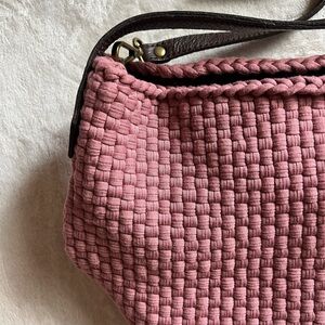 Rags2Riches Handcrafted pink knitted Woven Bag